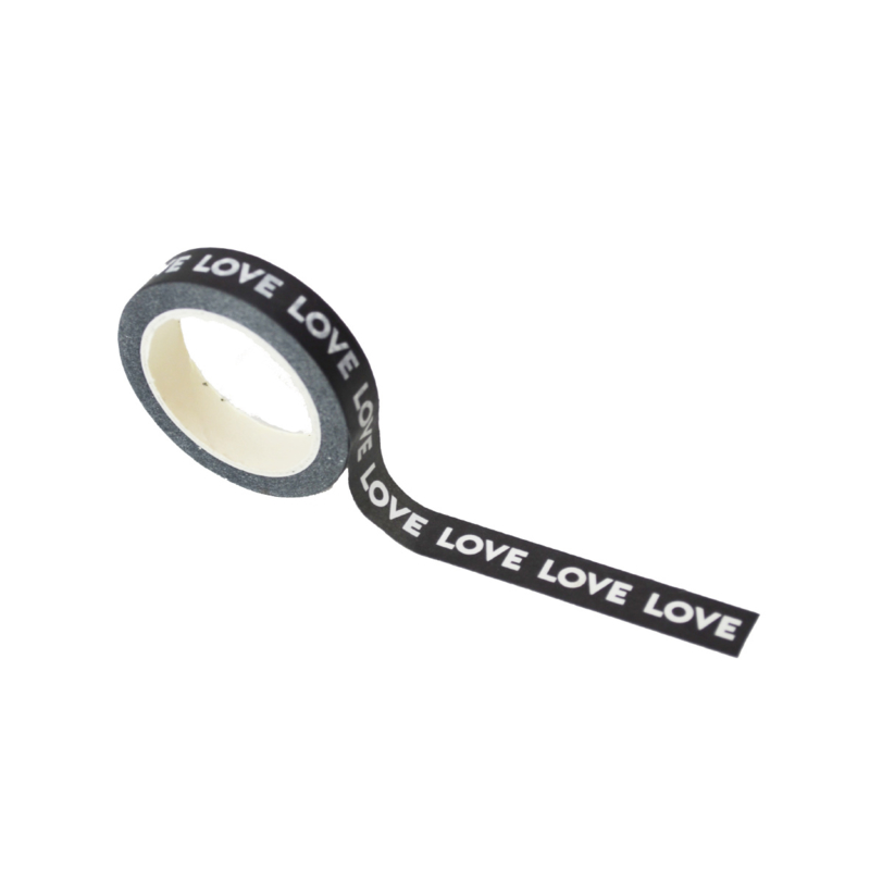 Zwart wit washi tape: Monochrome love
