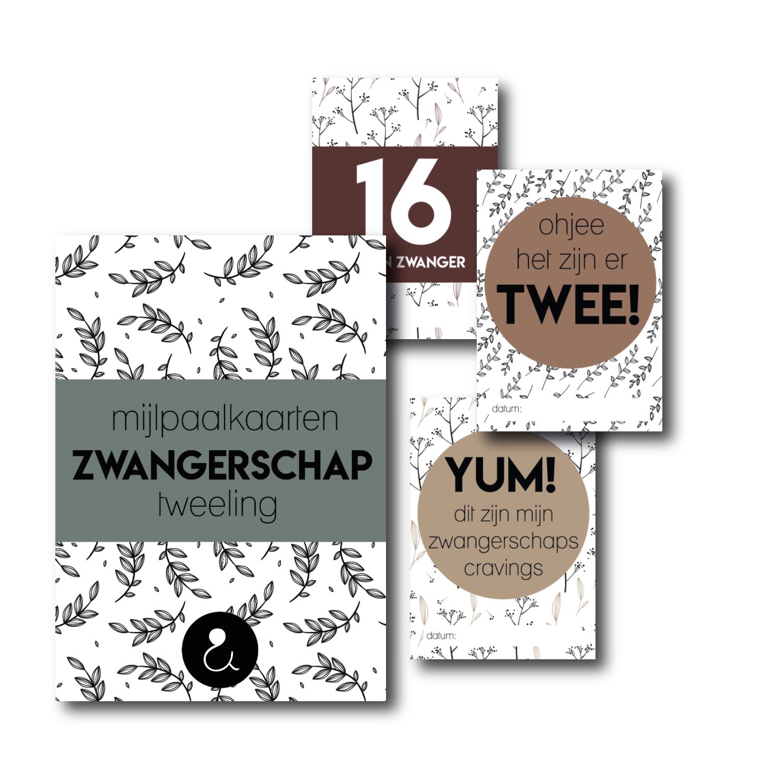 Mijlpaalkaarten Tweelingzwangerschap | Botanical